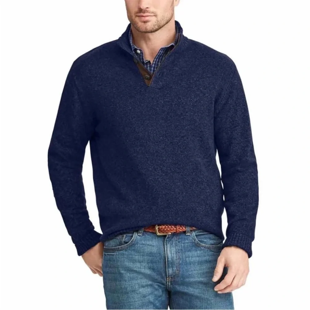 Chaps 2XLT Elbow Patch Knit Sweater – Blue